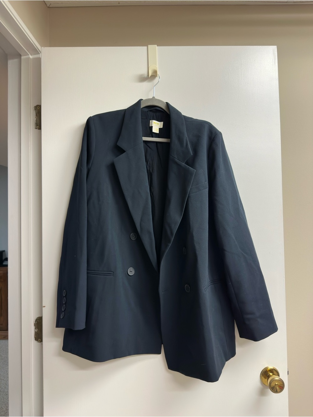 Anthropologie Women's Double-Breasted Navy Blazer